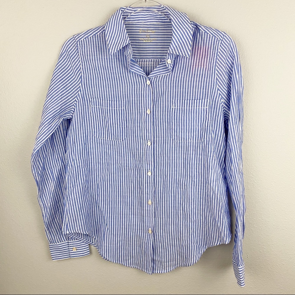 Lilly Pulitzer Blue and White Striped Button-Down Shirt